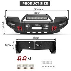 Front Bumper for 2015-2022 Chevy Colorado with Winch Plate & Sensor Holes & LED Lights-4
