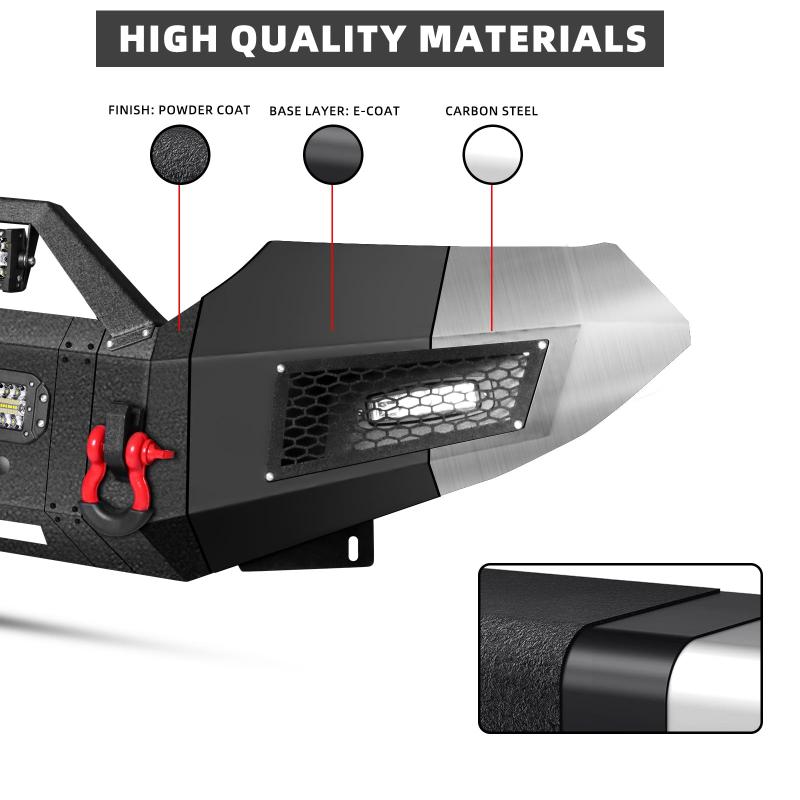 Front Bumper for 2015-2022 Chevy Colorado with Winch Plate & Sensor Holes & LED Lights-6