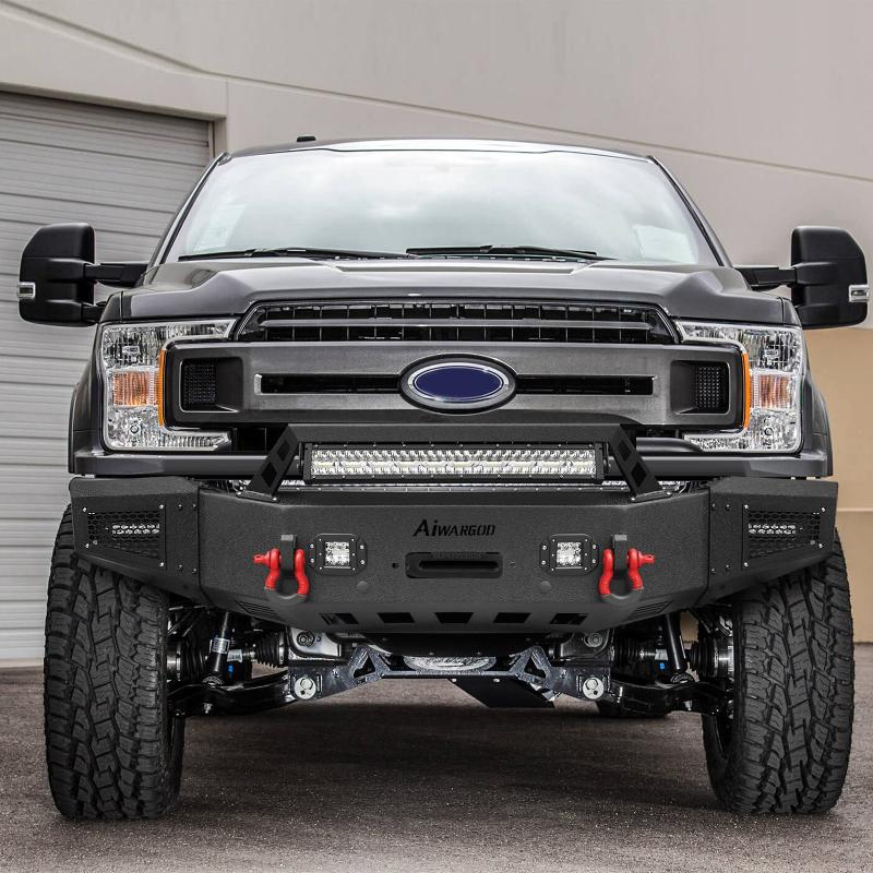 Front Bumper for 2018-2020 F150 with Winch Plate & LED Lights &Sensor Holes-6