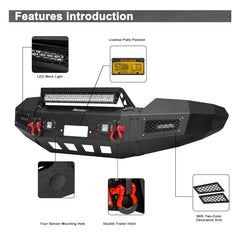 Front Bumper for 2019-2023 RAM 2500丨3500 with Winch Plate & LED lights & D-Rings & Sensor Holes-3