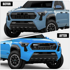 Front Replacement Grille for 2024–2025 Toyota Tacoma Gloss Black ABS Grille with LED Light Bar & Amber Marker Lights