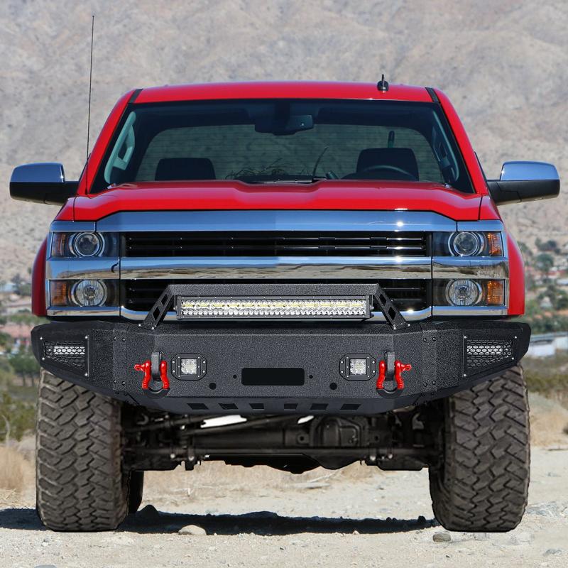 Front Bumper Compatible fit for 2015-2019 Chevy Silverado 2500丨3500 with Winch Plate and LED Lights-4