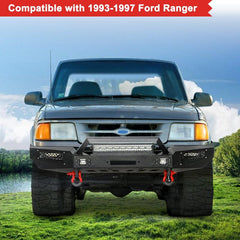 Front Bumper Compatible with 1993-1997 Ford Ranger with LED Lights & Sensor Mounting Hole-7