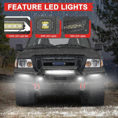 Front Bumper Compatible with 1998-2011 Ford Ranger with Winch Plate & LED Aluminum Lights-4