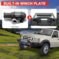 Front Bumper Compatible with 1998-2011 Ford Ranger with Winch Plate & LED Aluminum Lights-5