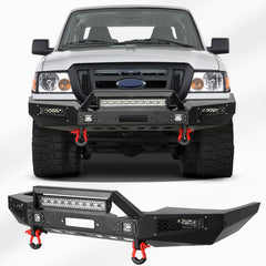 Front Bumper Compatible with 1998-2011 Ford Ranger with Winch Plate & LED Aluminum Lights-6