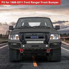 Front Bumper Compatible with 1998-2011 Ford Ranger with Winch Plate & LED Aluminum Lights-7