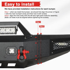 Front Bumper Compatible with 2008-2010 Ford F250 / F350 /F450 / F550 with Winch Plate & LED Lights & D-Rings-6
