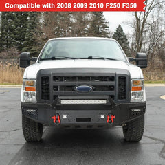 Front Bumper Compatible with 2008-2010 Ford F250 / F350 /F450 / F550 with Winch Plate & LED Lights & D-Rings-8