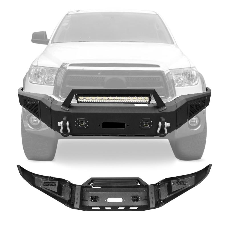 Front Bumper Fit for 2007-2013 Toyota Tundra with D-ring & Winch Plate & LED Lights-2
