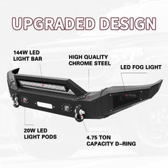 Front Bumper Fit for 2007-2013 Toyota Tundra with D-ring & Winch Plate & LED Lights-3