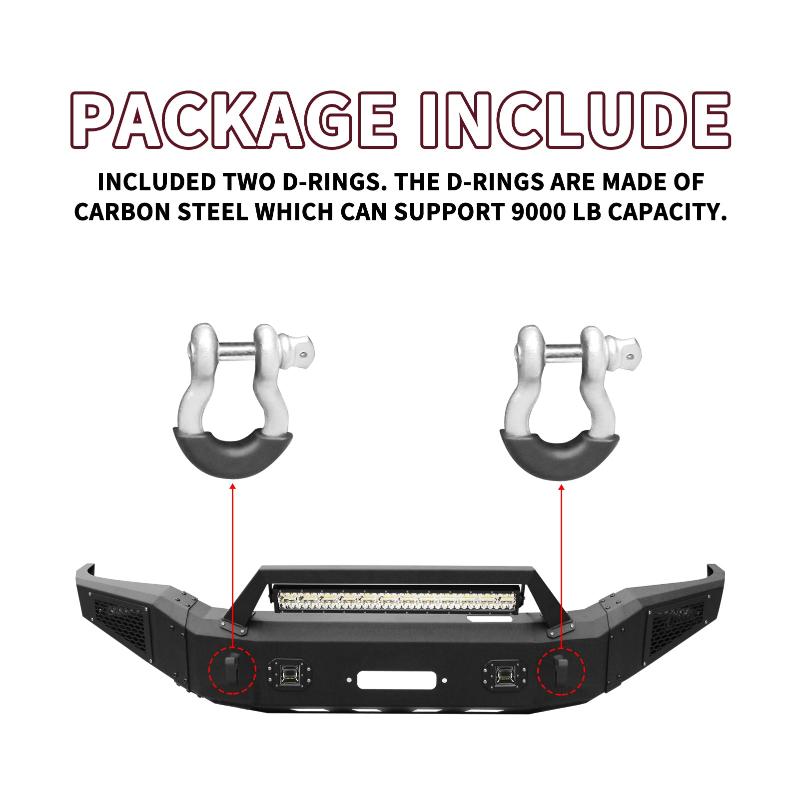 Front Bumper Fit for 2007-2013 Toyota Tundra with D-ring & Winch Plate & LED Lights-7