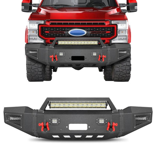 Front Bumper for 1999-2004 F250 F350 F450 F550 with LED Lights & D-Rings & Winch Plate &Sensor Holes-1
