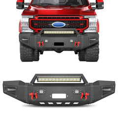 Front Bumper for 1999-2004 F250 F350 F450 F550 with LED Lights & D-Rings & Winch Plate &Sensor Holes-1