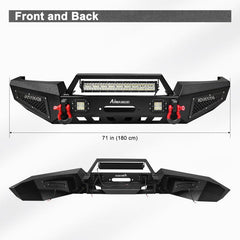 Front Bumper for 1999-2004 Grand Cherokee WJ with D-Rings & Winch Plate & LED Lights-2