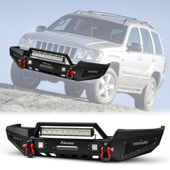 Front Bumper for 1999-2004 Grand Cherokee WJ with D-Rings & Winch Plate & LED Lights-4