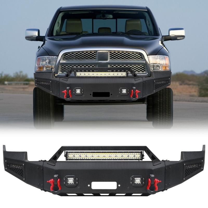 Front Bumper for 2009-2012 RAM 1500 Pickup with Winch Plate & LED Lights & Sensor holes-1