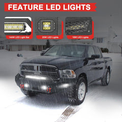Front Bumper for 2009-2012 RAM 1500 Pickup with Winch Plate & LED Lights & Sensor holes-4