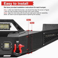 Front Bumper for 2009-2012 RAM 1500 Pickup with Winch Plate & LED Lights & Sensor holes-6