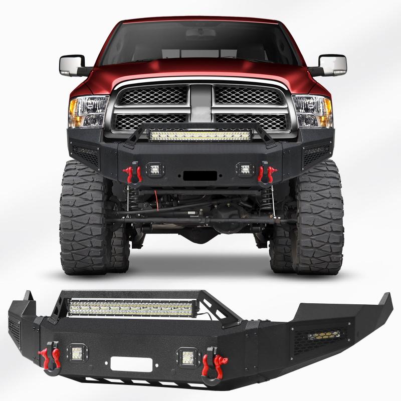 Front Bumper for 2009-2012 RAM 1500 Pickup with Winch Plate & LED Lights & Sensor holes-7