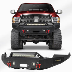 Front Bumper for 2009-2012 RAM 1500 Pickup with Winch Plate & LED Lights & Sensor holes-7