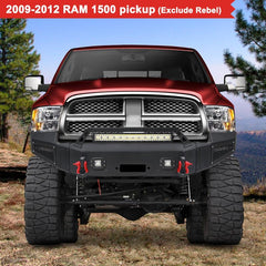 Front Bumper for 2009-2012 RAM 1500 Pickup with Winch Plate & LED Lights & Sensor holes-8