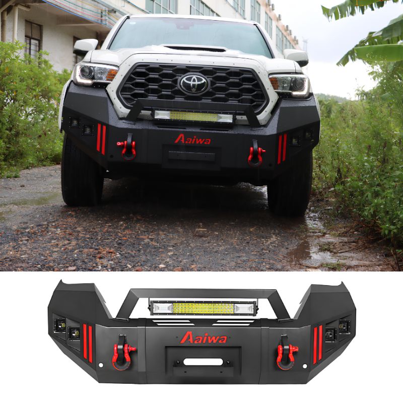 Front Bumper for 2016-2023 Toyota Tacoma with D-Rings & LED Lights & Winch Plate-1