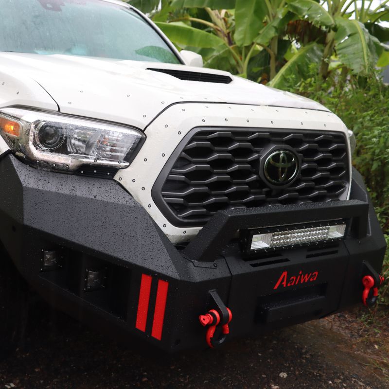 Front Bumper for 2016-2023 Toyota Tacoma with D-Rings & LED Lights & Winch Plate-12