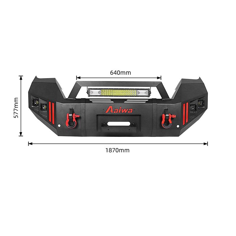 Front Bumper for 2016-2023 Toyota Tacoma with D-Rings & LED Lights & Winch Plate-2