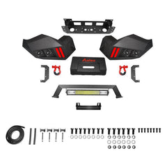 Front Bumper for 2016-2023 Toyota Tacoma with D-Rings & LED Lights & Winch Plate-3