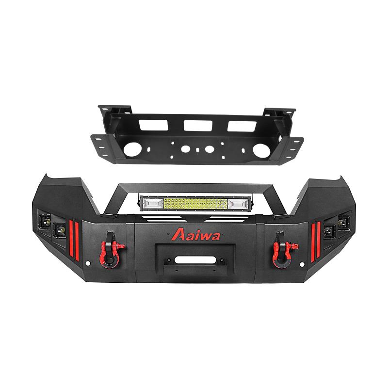 Front Bumper for 2016-2023 Toyota Tacoma with D-Rings & LED Lights & Winch Plate-4