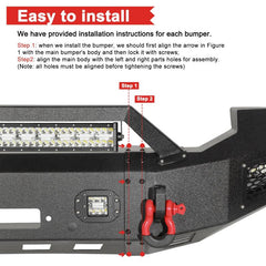 Front Bumper for 2019-2024 Ford Ranger with LED Lights & D-Rings & Winch Palte-6