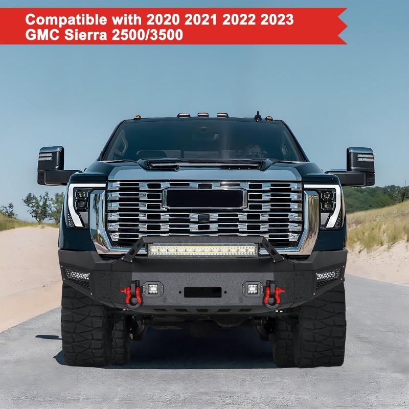 Front Bumper for 2020-2023 GMC Sierra 25003500 with LED Light & Winch Plate & D-Rings-10