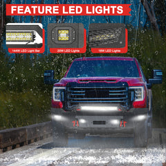 Front Bumper with LED Light Bar and Winch Plate Mount Compatible with 2020-2023 GMC Sierra 2500/3500-4