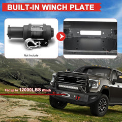 Front Bumper with LED Light Bar and Winch Plate Mount Compatible with 2020-2023 GMC Sierra 2500/3500-5