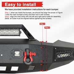 Front Bumper with LED Light Bar and Winch Plate Mount Compatible with 2020-2023 GMC Sierra 2500/3500-6