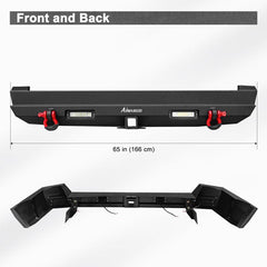 Front and Rear Bumper for 1983-2001 Jeep Cherokee XJ with D-Rings & Winch Plate & LED Lights-1