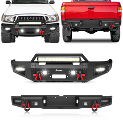 Front and Rear Bumper for 1995-2004 Toyota Tacoma with D-Rings & Winch Plate & LED Lights