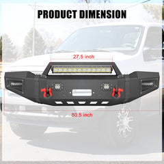 Front and Rear Bumper for 1999-2004 Ford F250/F350/F450/F550 with Winch Plate & LED Lights & D-Rings & Sensor Holes-6