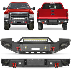 Front_and_Rear_Bumper_for_2005-2007_Ford_F250F350F450F550_with_Winch_Plate_LED_Lights_D-Rings_Sensor_Holes-1