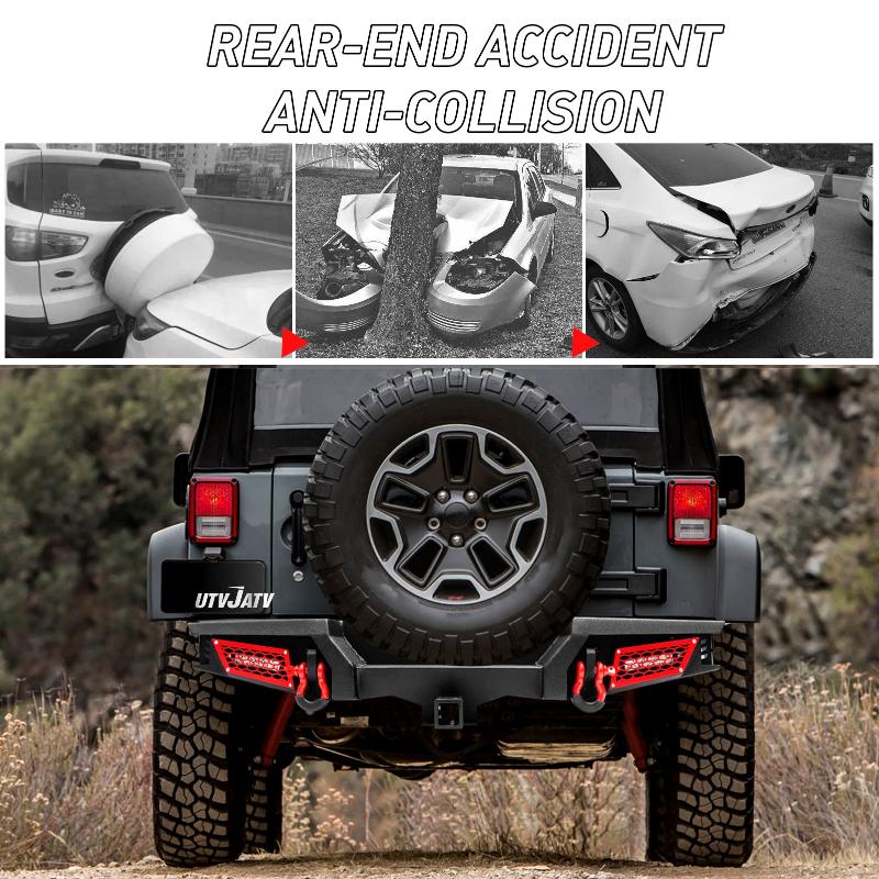 Front and Rear Bumper for 2007-2018 Wrangler JK with Winch Plate & LED Lights & D-Rings-2