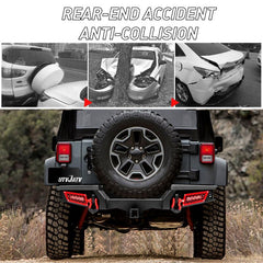 Front and Rear Bumper for 2007-2018 Wrangler JK with Winch Plate & LED Lights & D-Rings-2