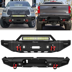 Front and Rear Bumper for 2014-2021 Toyota Tundra with D-Rings & Winch Plate & LED Lights