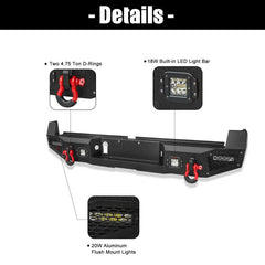 Front and Rear Bumper for 2016-2023 Toyota Tacoma with D-Rings & Winch Plate & LED Lights-4