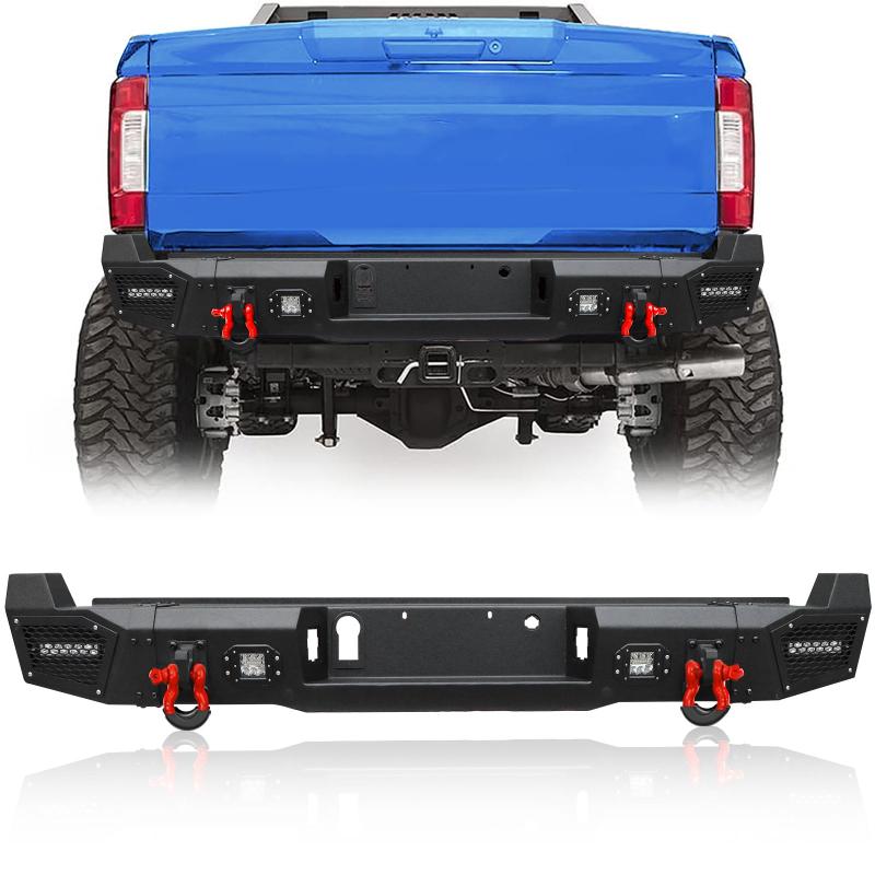Front and Rear Bumper for 2017-2022 Ford F250F350F450F550 with Winch Plate & LED Lights & D-Rings & Sensor Holes-1