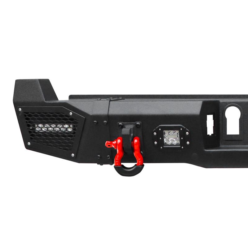 Front and Rear Bumper for 2017-2022 Ford F250F350F450F550 with Winch Plate & LED Lights & D-Rings & Sensor Holes-3