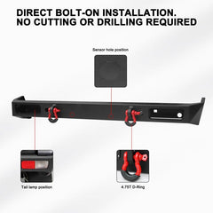 Front and Rear Bumper for 1999-2004 Land Rover Discovery2 with LED Lights & D-Rings & Sensor Holes-7
