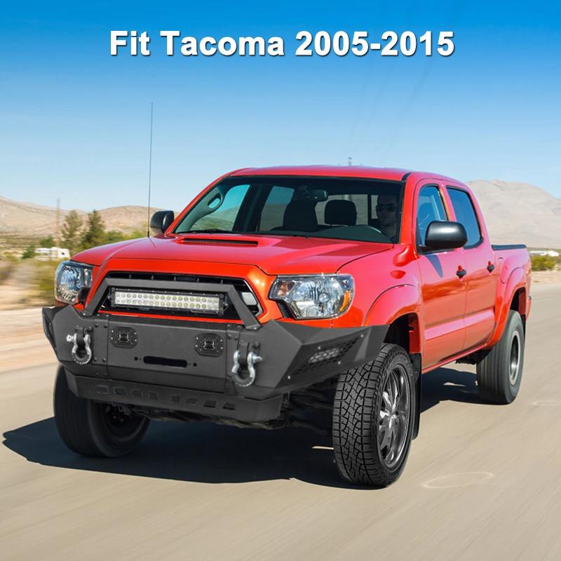 Front and Rear Bumper for 2005-2015 Toyota Tacoma with D-Rings & Winch Plate & LED Lights-11