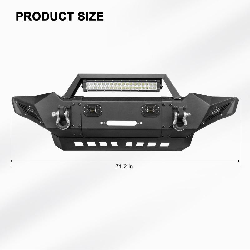 Front and Rear Bumper for 2005-2015 Toyota Tacoma with D-Rings & Winch Plate & LED Lights-4
