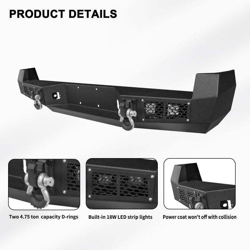 Front and Rear Bumper for 2005-2015 Toyota Tacoma with D-Rings & Winch Plate & LED Lights-7